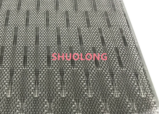 Stainless Steel Woven Laminated Glass Metal Mesh Dengan Wire Mesh Inter Layer