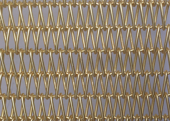 PVD Tembaga Tirai Logam Spiral Wire Mesh Ketahanan Oksidasi