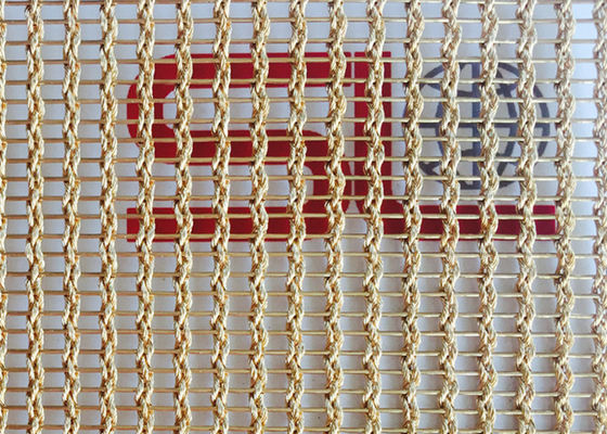 Perunggu 1.5mm 4m Laminated Glass Wire Mesh PVD Metal Woven Copper Mesh Fabric