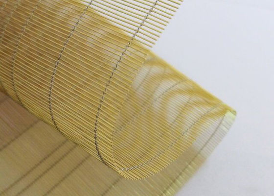 Wire Mesh Anyaman Kuningan Arsitektur Untuk Kaca Laminasi, Warna Emas
