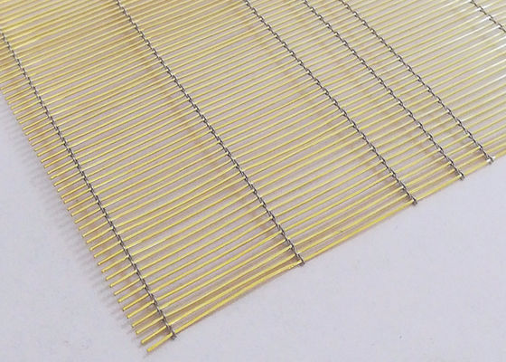 Wire Mesh Anyaman Kuningan Arsitektur Untuk Kaca Laminasi, Warna Emas