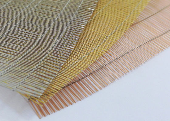 Warna Perunggu Daur Ulang 70% Kaca Laminated Wire Mesh Art Tembaga Woven