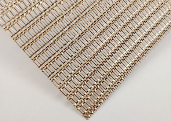 0.6mm Kaca Laminated Wire Mesh Dekoratif Bersinar Perunggu Tembaga Tiga Datar