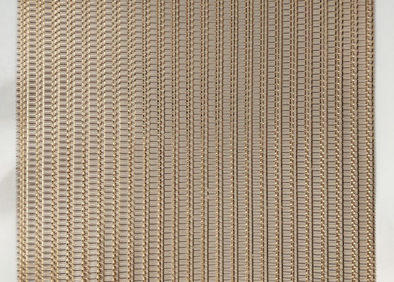 0.6mm Kaca Laminated Wire Mesh Dekoratif Bersinar Perunggu Tembaga Tiga Datar