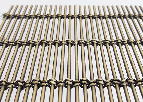 Kuningan Antik Ss316 Arsitektur Woven Metal Mesh Fleksibel Builing Facade Wire