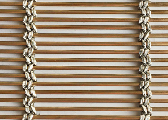 Kawat Kabel Warna Emas Pvd Arsitektur Logam Mesh Layar Lebar 6m
