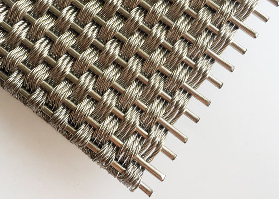 Dekoratif 5.5mm Arsitektur Steel Mesh Flexible Metal Woven Untuk Penutup Kolom