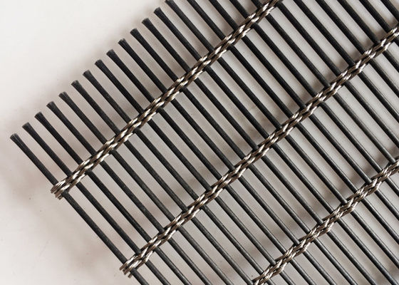 Fasad Bangunan Hitam Stainless Steel Arsitektur Kabel Mesh Logam 120m X 6m