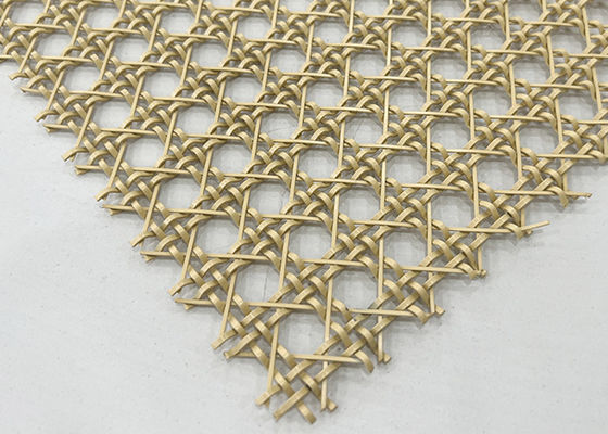 Cat Warna Emas Arsitektur Logam Mesh Stainless Steel Dekoratif Woven Wire