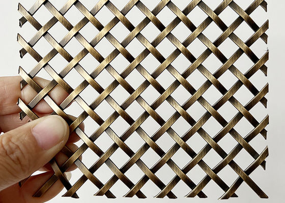 Warna Perunggu Antique Brass Woven Lock Crimp Wire Mesh Untuk Dinding