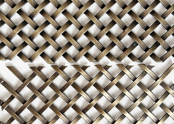 Warna Perunggu Antique Brass Woven Lock Crimp Wire Mesh Untuk Dinding
