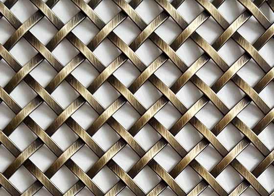Warna Perunggu Antique Brass Woven Lock Crimp Wire Mesh Untuk Dinding