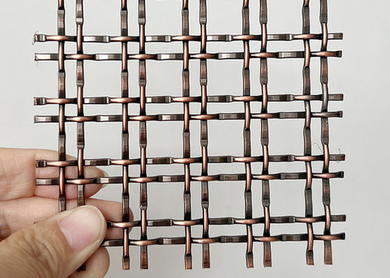 Tembaga Antik Dekorasi Anyaman Kunci Crimp Wire Mesh Kisi-kisi Untuk Pintu Kabinet