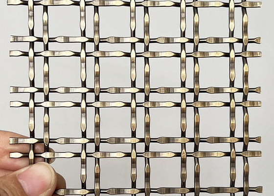 SS304 Antique Brass Decorative Lock Crimp Woven Wire Untuk Partisi
