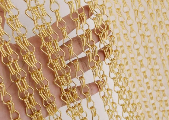 ISO9000 Dekoratif 2.0mm Chain Link Door Fly Curtain Tahan Erosi