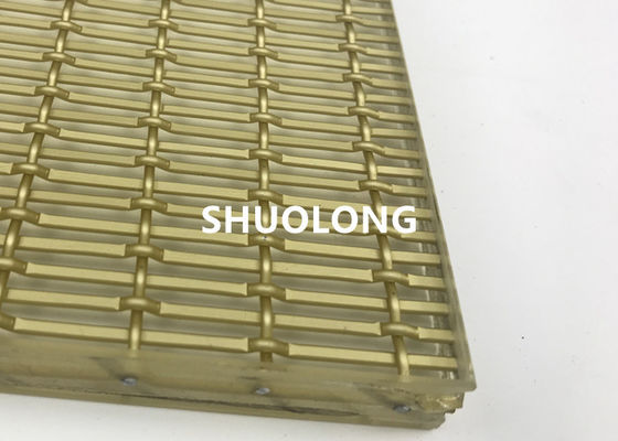 Kaca Aluminium Teroksidasi Laminasi Wire Mesh Warna Emas Untuk Kaca Sandwich