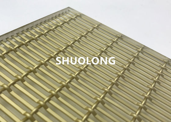 Kaca Aluminium Teroksidasi Laminasi Wire Mesh Warna Emas Untuk Kaca Sandwich