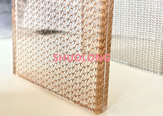 Perunggu Kaca Dilaminasi Wire Mesh Tembaga Menenun Kain Logam Untuk Desain Interior