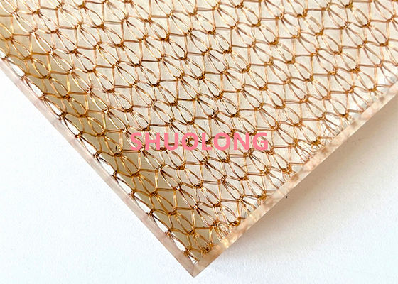 Perunggu Kaca Dilaminasi Wire Mesh Tembaga Menenun Kain Logam Untuk Desain Interior