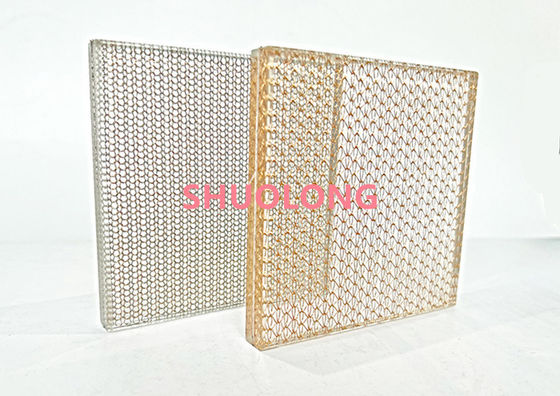 Perunggu Kaca Dilaminasi Wire Mesh Tembaga Menenun Kain Logam Untuk Desain Interior