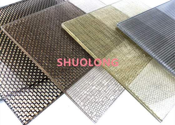 Warna Hitam Kaca Dilaminasi Wire Mesh Fleksibel Untuk Partisi