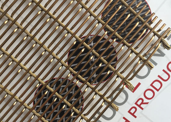 Lapisan PVD Kain Mesh Logam Fleksibel Warna Perunggu Untuk Penutup Dinding