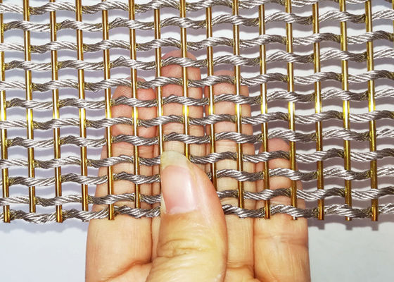 Warna Emas Kain Mesh Logam Stainless Steel Fleksibel Untuk Pembatas Ruangan