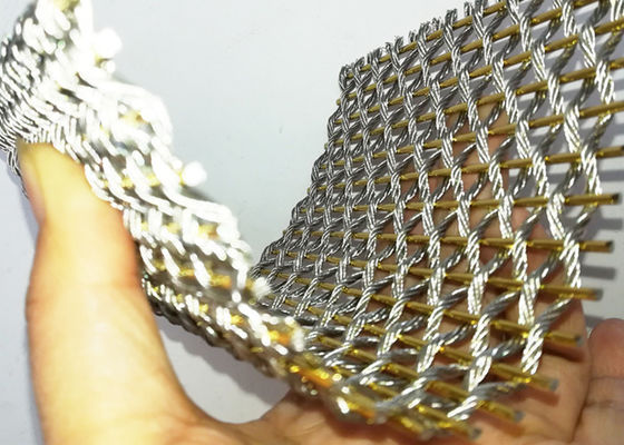 Warna Emas Kain Mesh Logam Stainless Steel Fleksibel Untuk Pembatas Ruangan