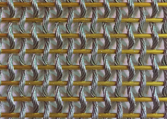 Warna Emas Kain Mesh Logam Stainless Steel Fleksibel Untuk Pembatas Ruangan