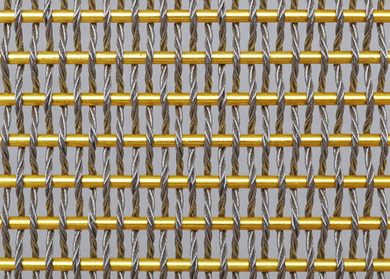 Warna Emas Fleksibel Woven Metal Mesh Kain Oksidasi Untuk Pembatas Ruangan