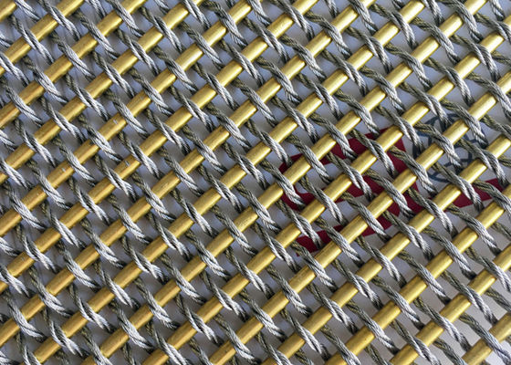 Warna Emas Fleksibel Woven Metal Mesh Kain Oksidasi Untuk Pembatas Ruangan