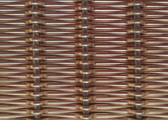 Warna Tembaga Kain Mesh Logam Fleksibel Stainless Steel Untuk Penutup Dinding