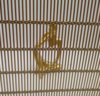 Dekoratif Woven Wire Flexible Metal Mesh Fabric Powder Coating Untuk Tirai