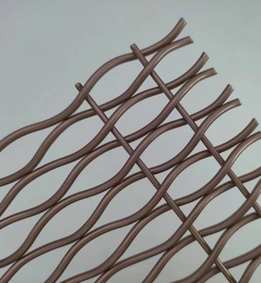 Rose Gold Steel Weave Arsitektur Woven Wire Mesh Dengan Painting Untuk Railing