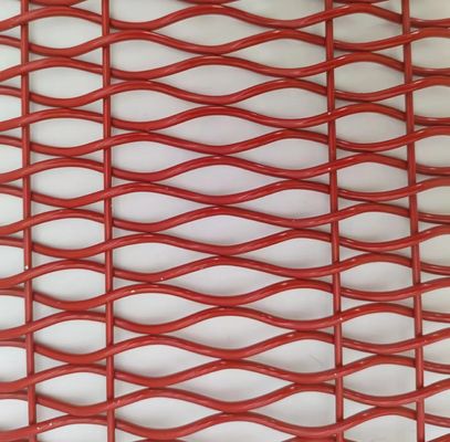 ISO9001 Arsitektur Woven Metal Mesh Merah Dekoratif Untuk Room Divider