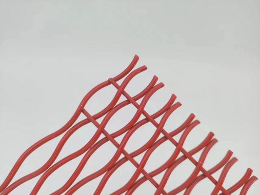 ISO9001 Arsitektur Woven Metal Mesh Merah Dekoratif Untuk Room Divider