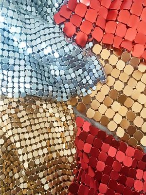 Rantai Metal Mesh Tirai Perak Sequins SGS Kain Bahan Tenun polos