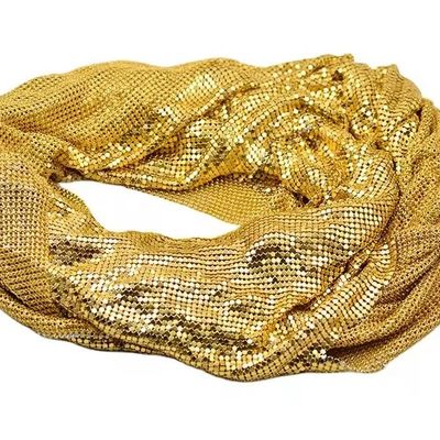 Fleksibel Aluminium Logam Sequin Mesh Logam Kain Rantai Mail Tirai Kain