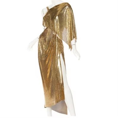 Fleksibel Aluminium Logam Sequin Mesh Logam Kain Rantai Mail Tirai Kain