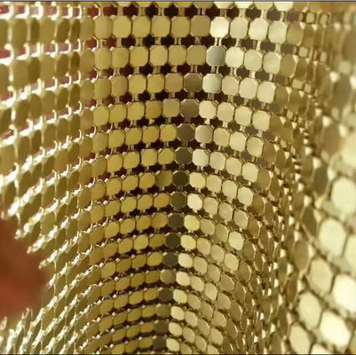 Aluminium Alloy Shimmer Metallic Sequin Chain Link Fabric Untuk Curtain Metal Mesh Fabric