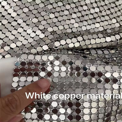 Aluminium Alloy Shimmer Metallic Sequin Chain Link Fabric Untuk Curtain Metal Mesh Fabric
