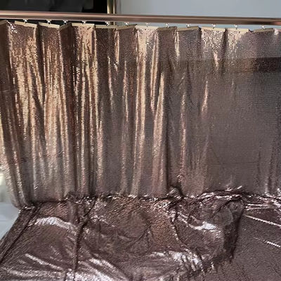 Aluminium Alloy Shimmer Metallic Sequin Chain Link Fabric Untuk Curtain Metal Mesh Fabric
