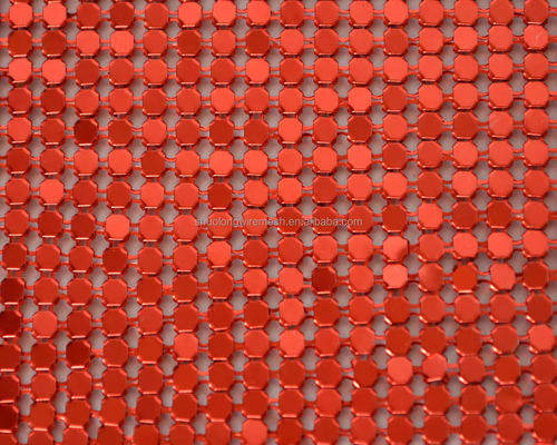 Aluminium Alloy Shimmer Metallic Sequin Chain Link Fabric Untuk Curtain Metal Mesh Fabric