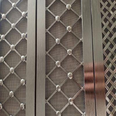 Logam Arsitektur Woven Wire Mesh stainless steel Woven Wire Mesh Grille Untuk dekorasi kabinet