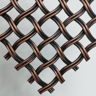 Arsitektur Antique Brass Woven Wire Mesh In Reverse Dutch Weave 52% Open Area Untuk langit-langit