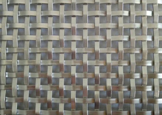 Warna Alami Stainless Steel Flatwire Woven Metal Mesh Screen Untuk Arsitektur Woven Wire Mesh