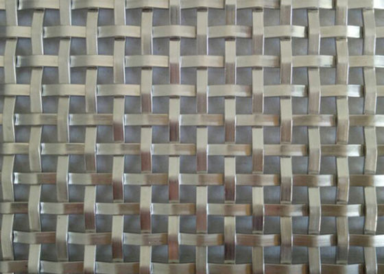 Warna Alami Stainless Steel Flatwire Woven Metal Mesh Screen Untuk Arsitektur Woven Wire Mesh