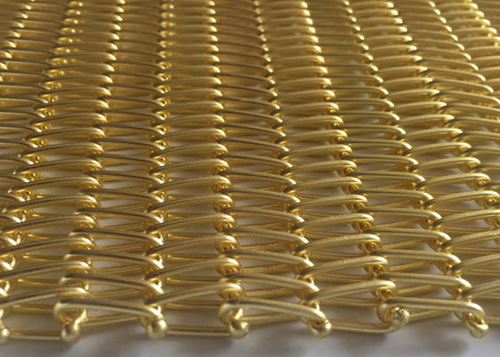 PVD Tembaga Tirai Logam Spiral Wire Mesh Ketahanan Oksidasi