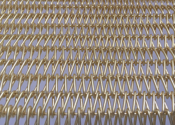 PVD Tembaga Tirai Logam Spiral Wire Mesh Ketahanan Oksidasi