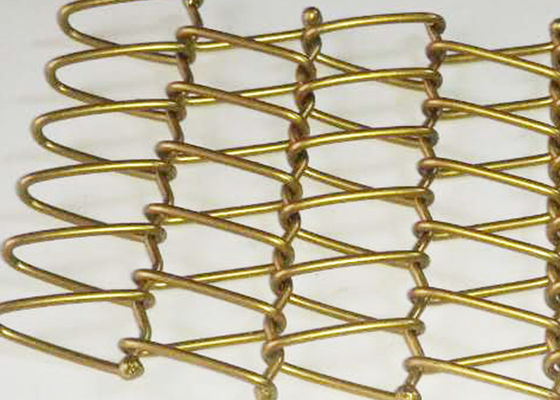 1.5m Gold Metal Mesh Conveyor Belt Anticorrosion Untuk Ruang Pameran